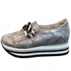 Softwaves Women's Wedge Cadie Sneakers In Khaki Metallic In Multi
