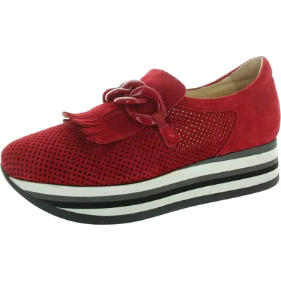 Softwaves Womens Suede Lifestyle Casual And Fashion Sneakers In Red