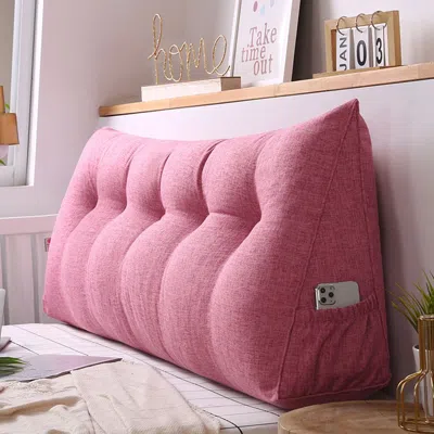 Soga 120cm Pink Triangular Wedge Bed Pillow - Headboard Backrest Cushion For Reading, Relaxing, Or Sleepi