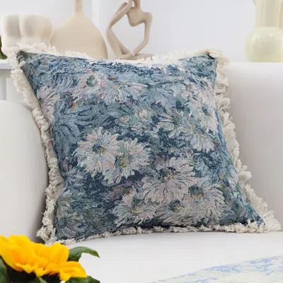 Soga 50cm Oil Painting Shabby Chic Style Handmade Throw Pillow - Full Floral Needlepoint Decorative Cushi