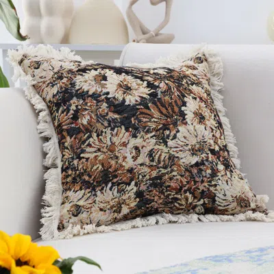 Soga 50cm Vintage Oil Painting Throw Pillow - Colorful Raised Embroidery Empress Flower Decorative Cushio