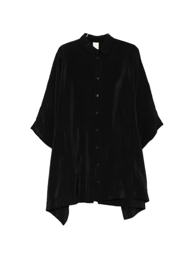 Soh Asymmetric Satin Shirt In Black
