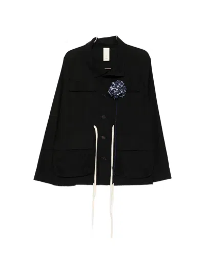 Soh Floral-appliqué Drawstring Jacket In Black