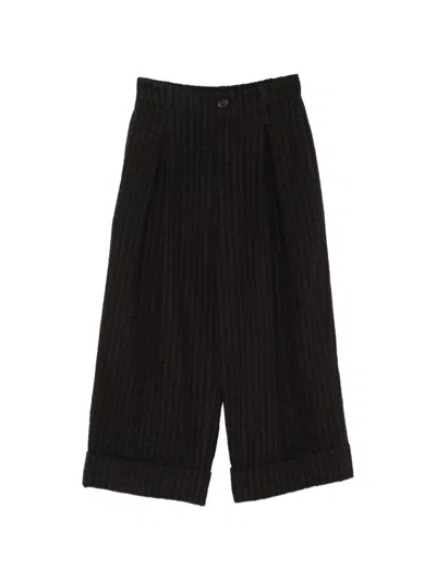 Soh Houndstooth-pattern Turn-up Trousers In Black