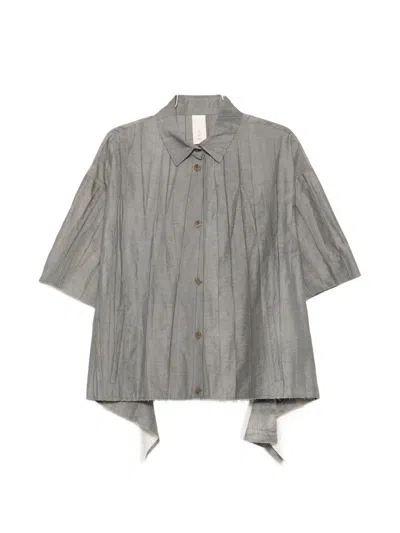 Soh Pleated Short-sleeve Shirt In Gray