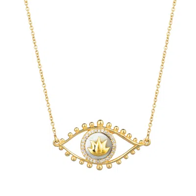 Sohavi Women's 22ct Gold Vermeil Lotus Eye Talisman Necklace