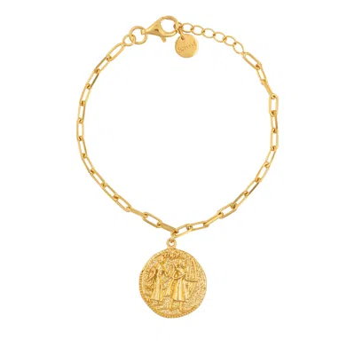 Sohavi Women's 22ct Gold Vermeil Ram Siya Coin Bracelet