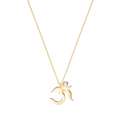 Sohavi Women's Dainty Gold Om Pendant With Cubic Zirconia
