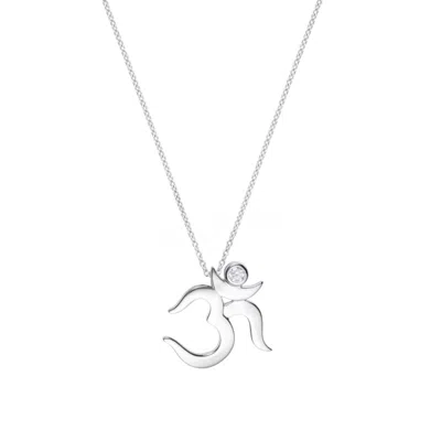 Sohavi Women's Dainty Silver Om Necklace With Cubic Zirconia