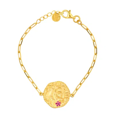 Sohavi Women's Gold Gratitude Coin Bracelet