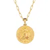 Sohavi Women's Gold Guru Nanak Coin Necklace