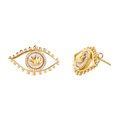Sohavi Women's Gold Lotus Eye Earrings