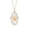 Sohavi Women's Gold Lotus Hand Hamsa Mother Of Pearl Necklace