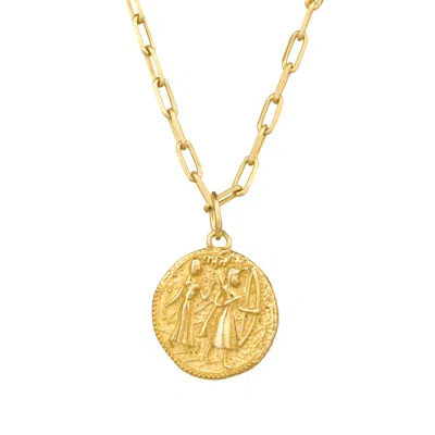 Sohavi Women's Gold Ram Siya Coin Necklace