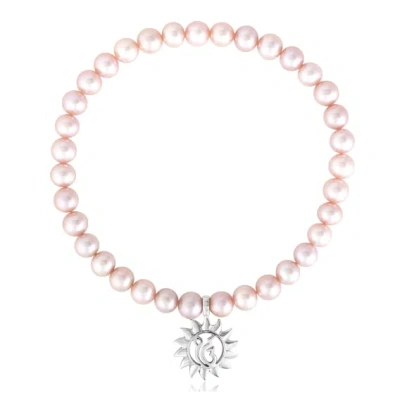 Sohavi Women's Silver / Pink / Purple Grace Bracelet With Baby Pink Pearls