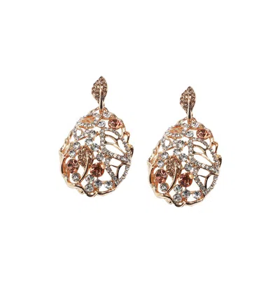 Sohi Abstract Leaf Drop Earrings In Brown