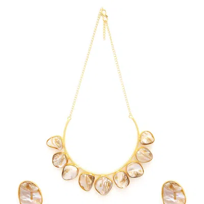 Sohi Abstract-stone Jewellery Set In Brown