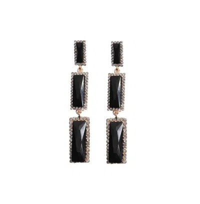 Sohi Bar Stone Drop Earrings In Black