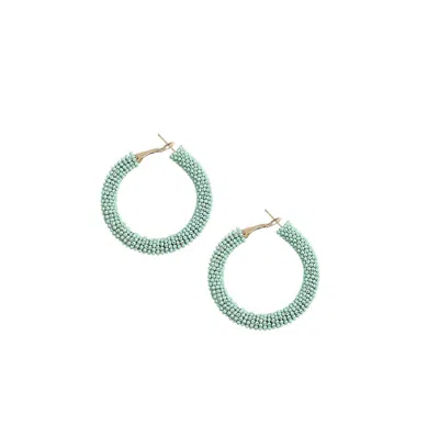 Sohi Beaded Cluster Hoop Earrings In Green