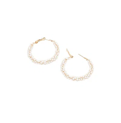 Sohi Beaded Hoop Earrings In White