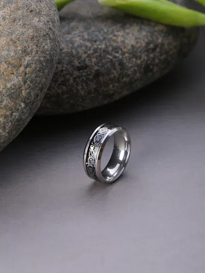 Sohi Black Band Rings For Women In Silver