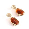 Sohi Brown Color Brown Stone Gold Plated Drop Earrings For Women's In Brown