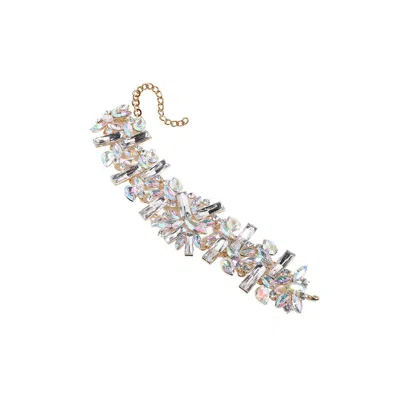 Sohi Chunky Crystal Choker Necklace In Silver