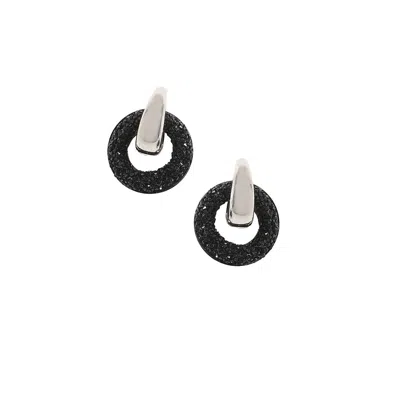 Sohi Circular Cluster Drop Earrings In Black