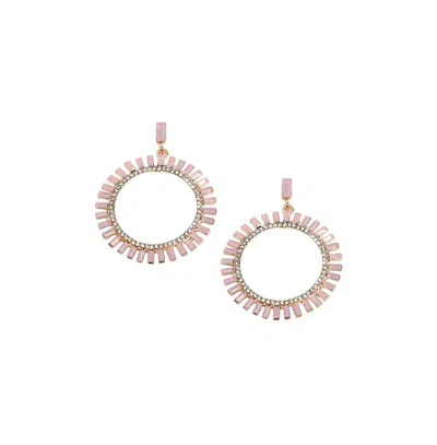 Sohi Circular Crystal Drop Earrings In Pink