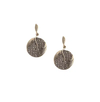 Sohi Circular Textured Drop Earrings In Silver