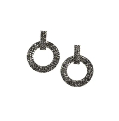 Sohi Clustered Hollow Circular Drop Earrings In Silver