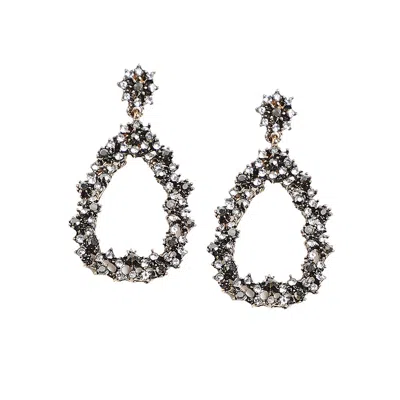 Sohi Clustered Hollow Teardrop Earrings In Metallic