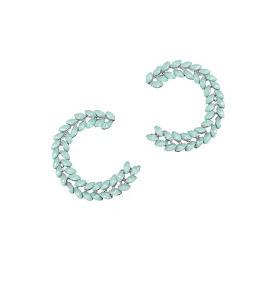Sohi Crystal Bar Hoop Earrings In Green