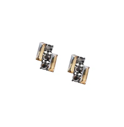 Sohi Crystal Bar Stud Earrings In Gold
