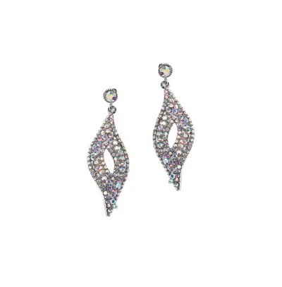 Sohi Crystal Bow Drop Earrings In Silver