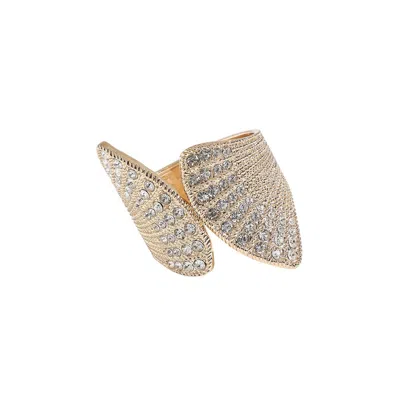 Sohi Crystal Fan Cuff Bracelet In Gold