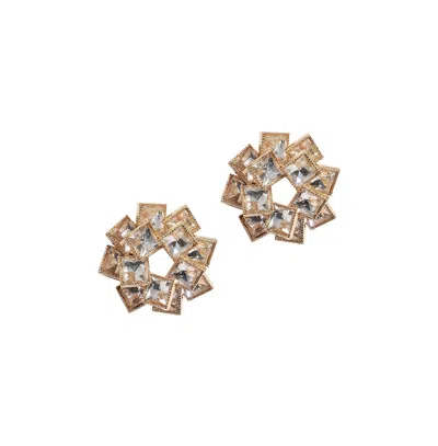 Sohi Crystal Spiral Stud Earrings In Silver