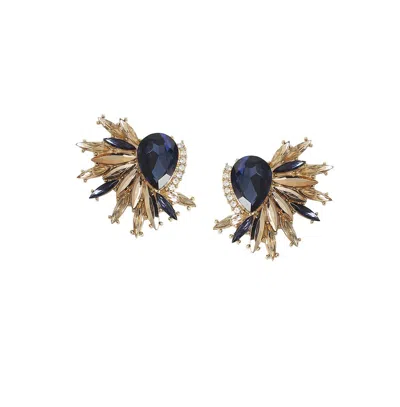 Sohi Crystal Stud Earrings In Blue