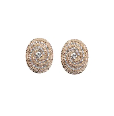 Sohi Crystal Swirl Stud Earrings In Silver