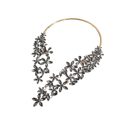 Sohi Crytstal-cluster Statement Necklace In Black