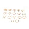 Sohi Designer Gold Plated Set Of 15 Rings In Gold