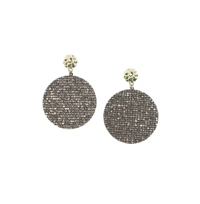 Sohi Embellished Circular Drop Earrings In Silver