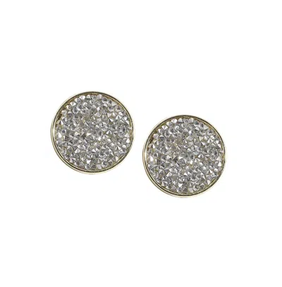 Sohi Embellished Cluster Circular Stud Earrings In Silver