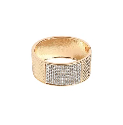 Sohi Embellished Cluster Cuff Bracelet In Gold