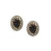 Sohi Embellished Cluster Oval Stud Earrings In Black