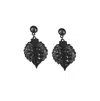 Sohi Embellished Leaf Drop Earrings In Black