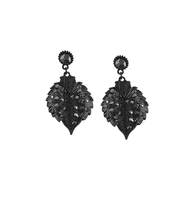 SOHI EMBELLISHED LEAF DROP EARRINGS