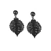 Sohi Embellished Leaf Drop Earrings In Black