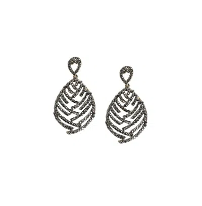 Sohi Embellished Overlay Teardrop Earrings In Silver