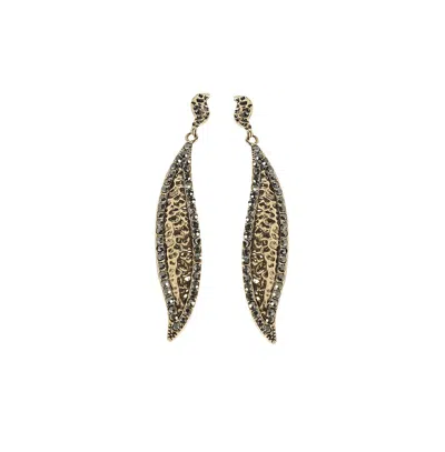 Sohi Embellished Rhombus Swirl Drop Earrings In Gold